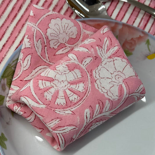 Pink Floral Cotton Napkins
