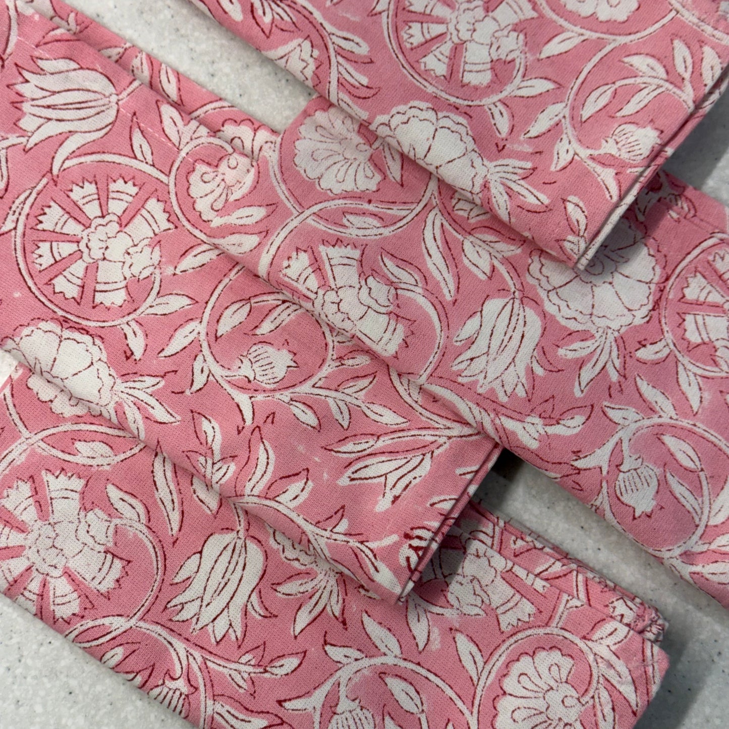 Pink Floral Cotton Napkins