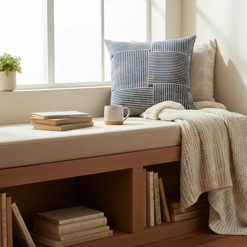 Indigo Striped Cushion Cover