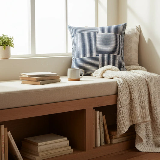 Indigo Striped Cushion Cover