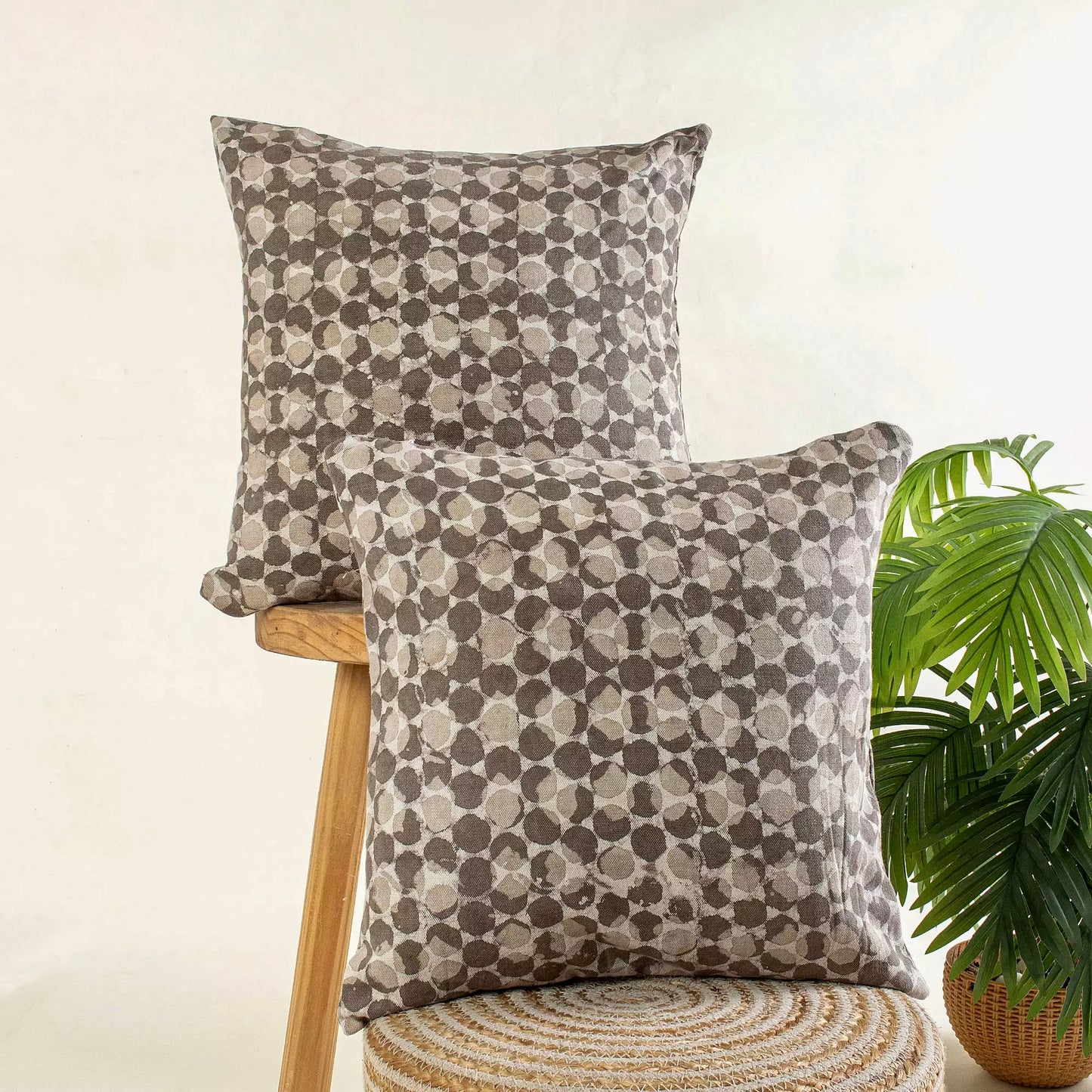 Taupe Circle Cushion Cover