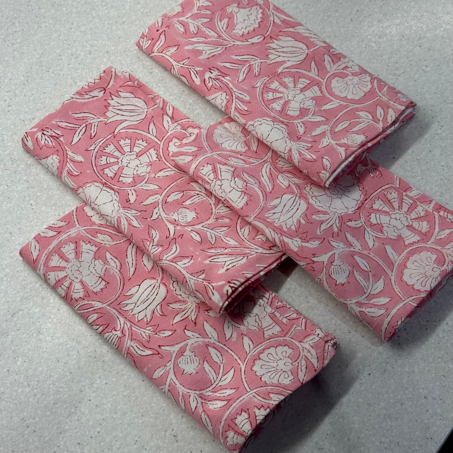 Pink Floral Cotton Napkins